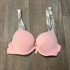 Pink Victoria's Secret Bra with White Straps